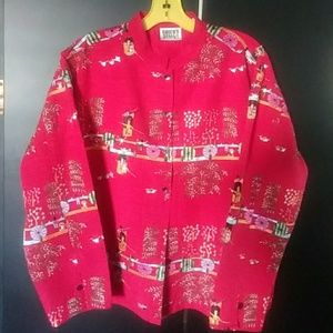 Chico's size 2 Red Mandarin Style Jacket